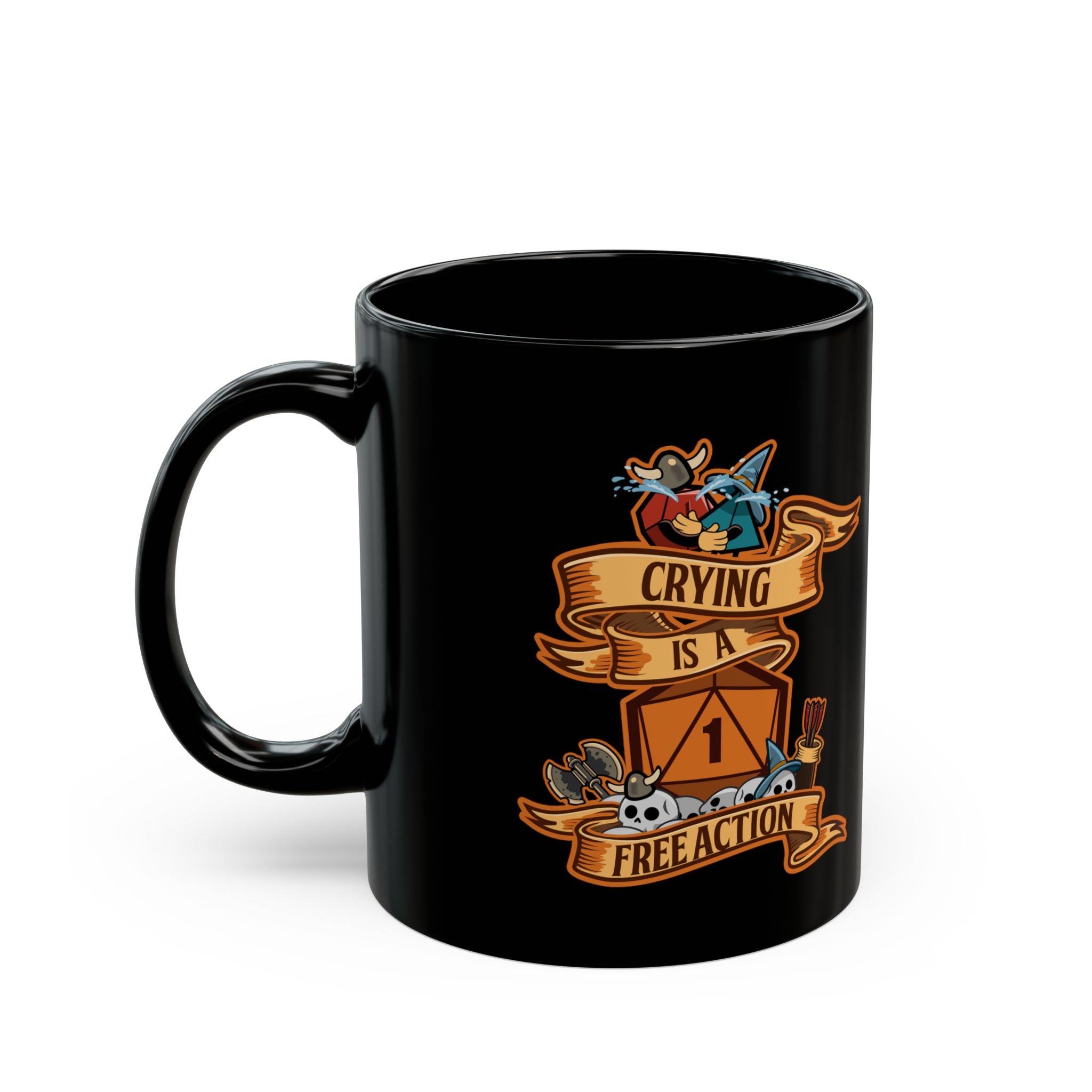 Dnd mug, Crying is a Free action mug. Funny dungeon master gift, role playing RPG mug. 11/15 oz coffee mug.