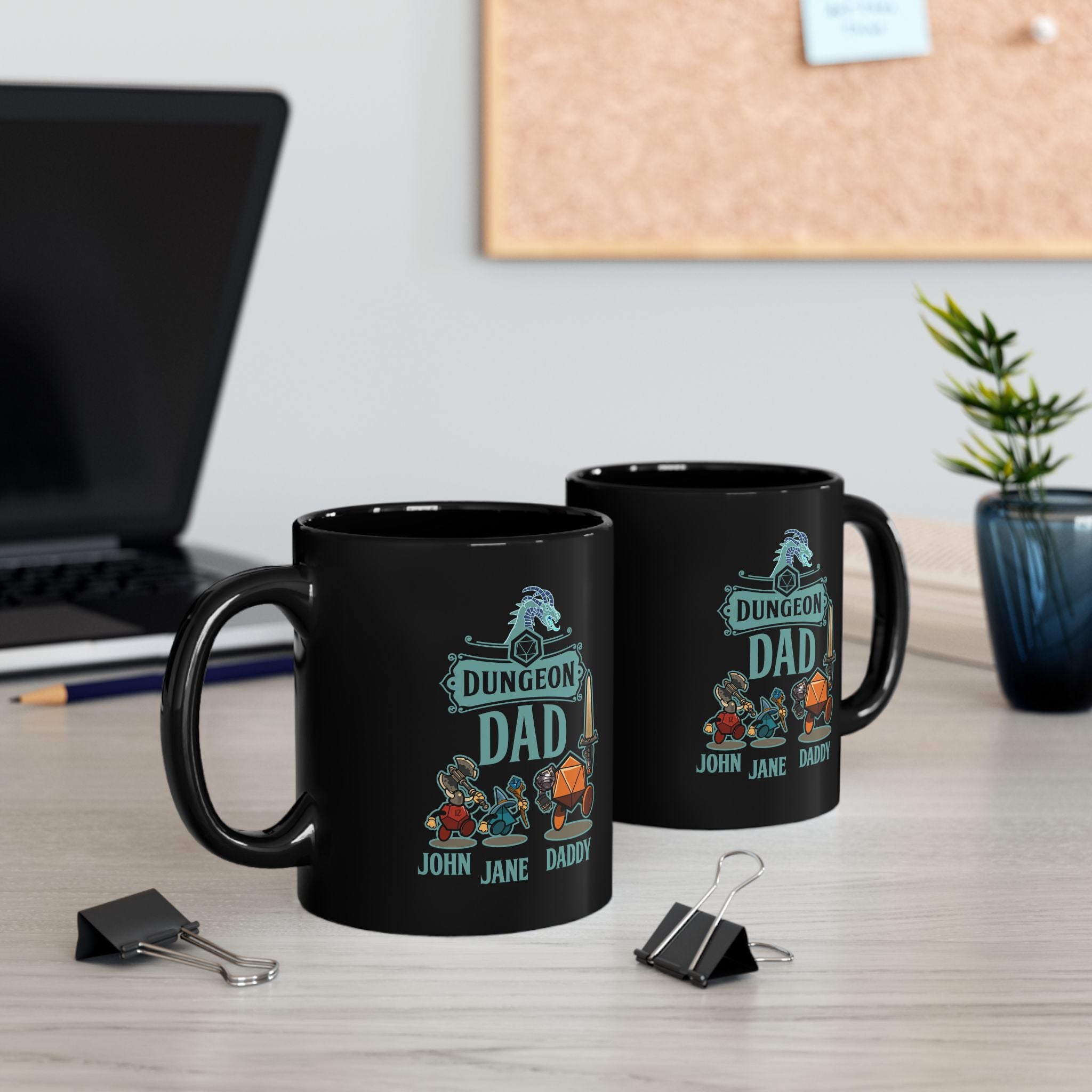 Custom DnD mug. Dungeon Dad, daddy. For Father, Dungeon dragons, Personalize with your name and your kids. Select classes. 11/15 coffee mug