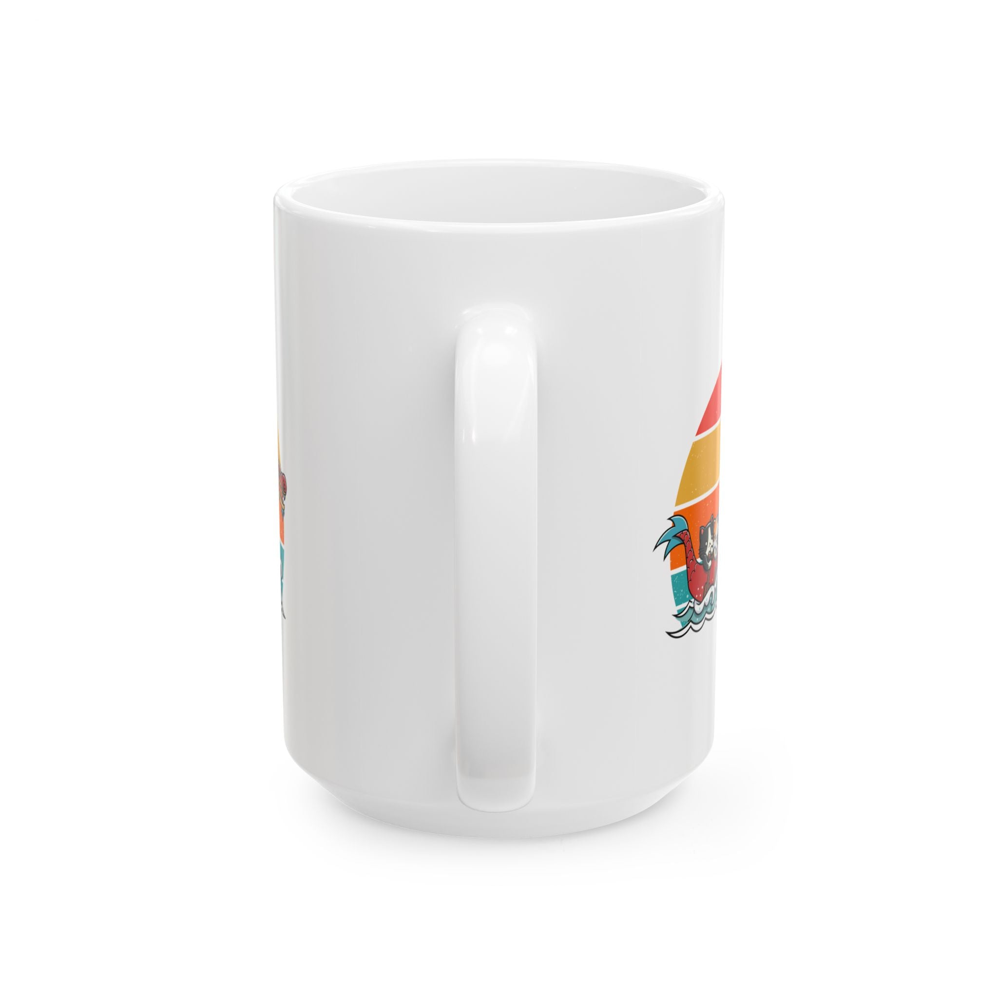 Cute Cat Dragon Boat Racing Retro Sunset Mug, Funny Cat Lovers Mug, Unique Gift for Cat Enthusiasts, Vintage Style Cat Art Mug