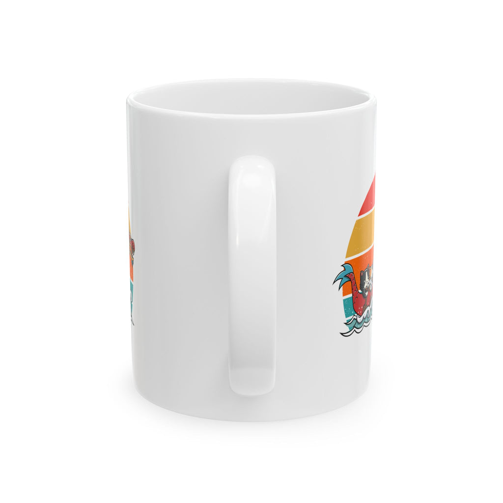 Cute Cat Dragon Boat Racing Retro Sunset Mug, Funny Cat Lovers Mug, Unique Gift for Cat Enthusiasts, Vintage Style Cat Art Mug