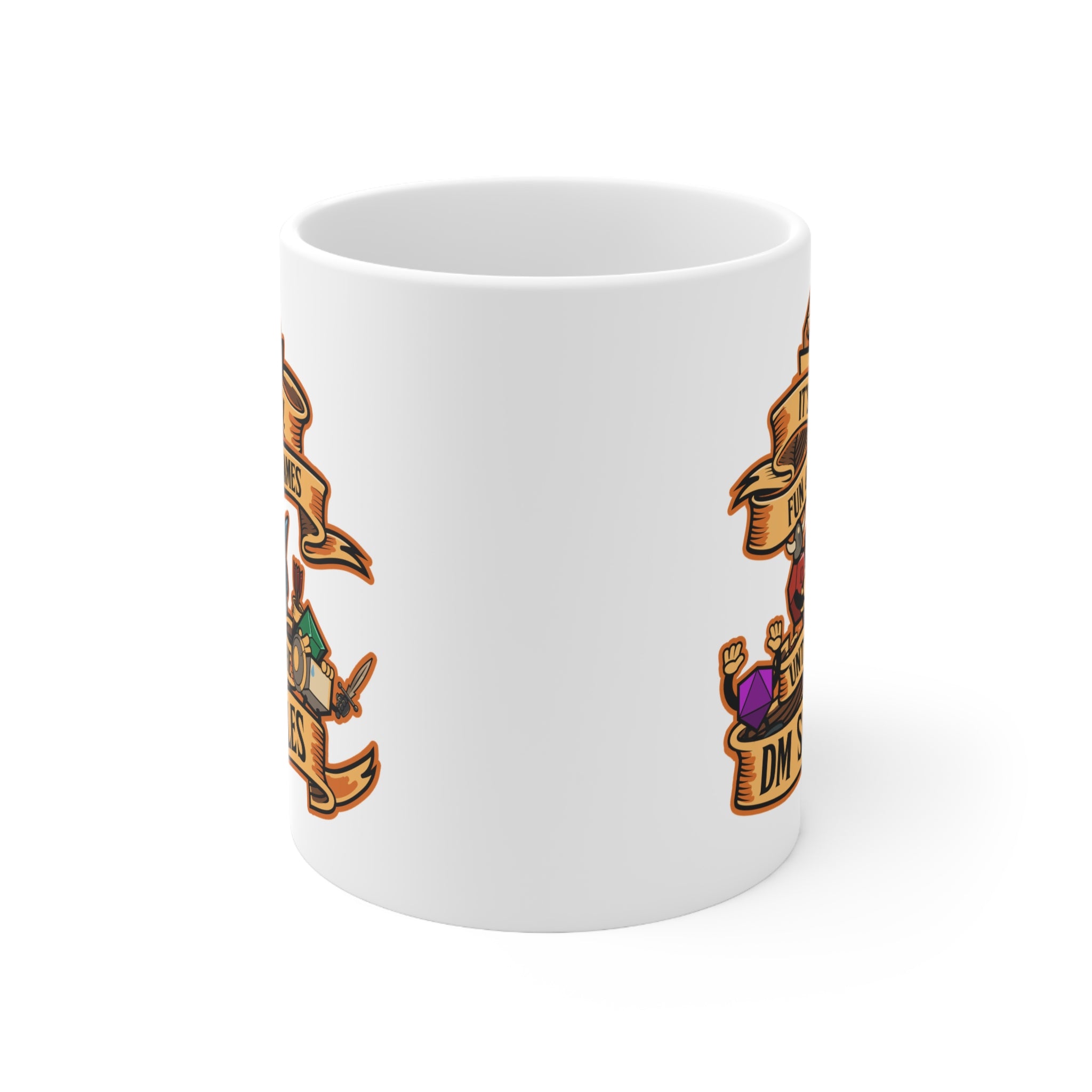 Dungeon master mug. Dnd mug. It's all Fun and Games Until the Dm smiles. D20 dice. 11/15 oz Coffee mug