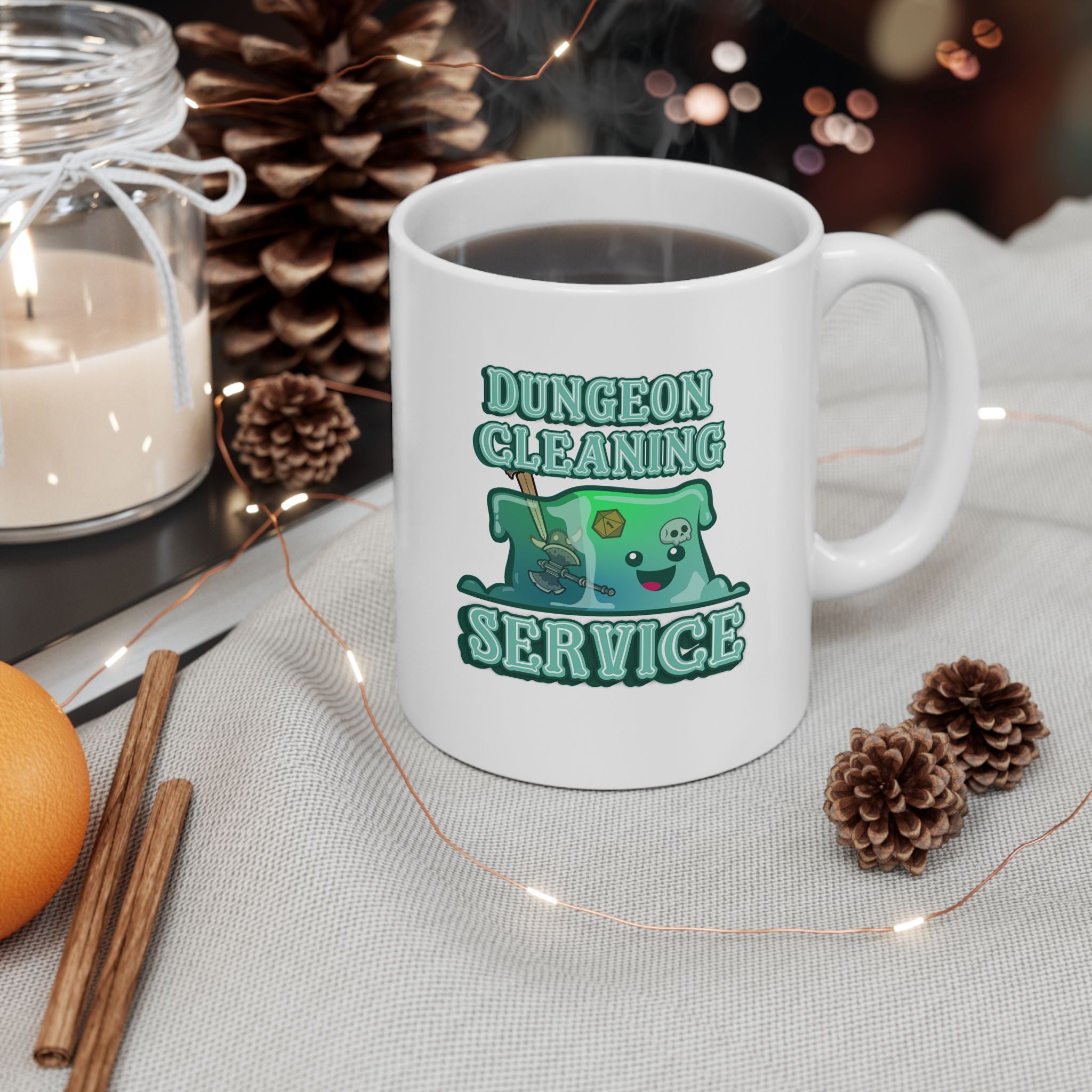 Cute Gelatinous Cube Mug. Dungeon Cleaning Service Dnd Mug. Role playing rpg Mug, funny dungeon dragon Mug.