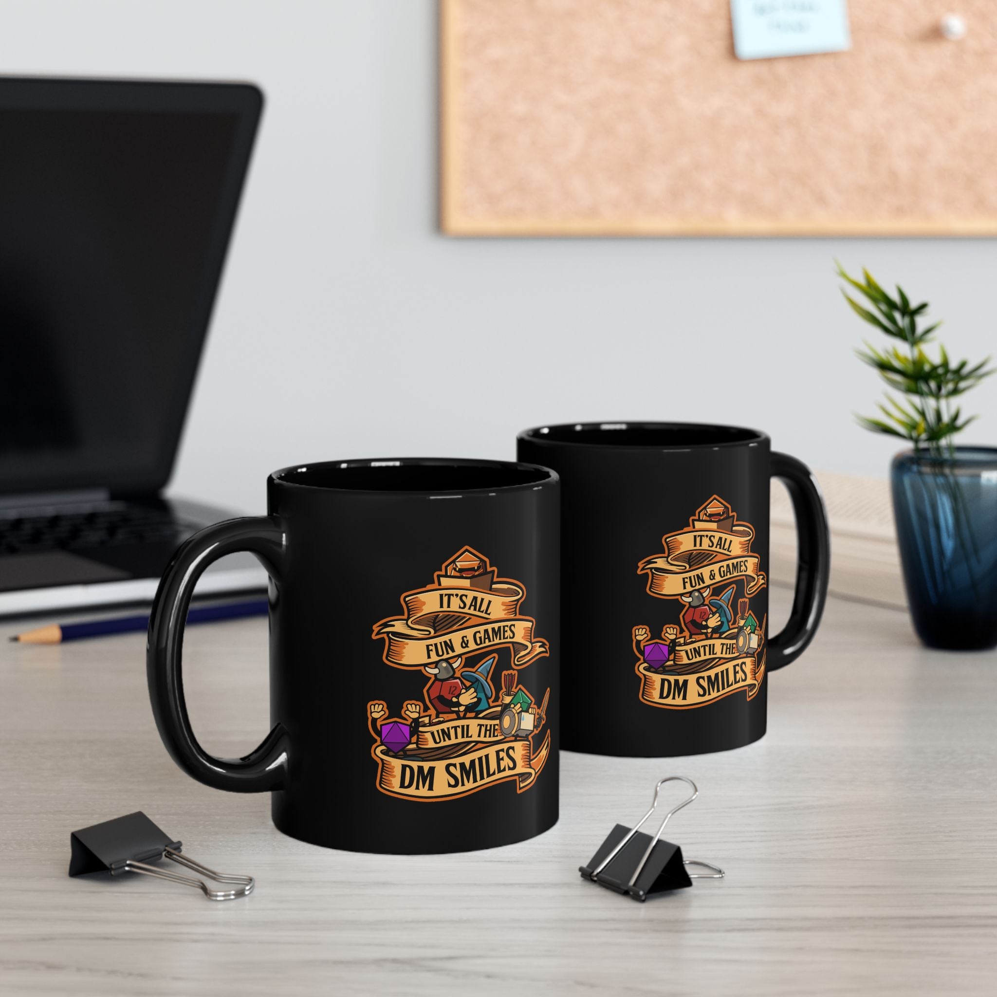 Dungeon master mug. Dnd mug. It's all Fun and Games Until the Dm smiles. D20 dice. 11/15 oz Coffee mug