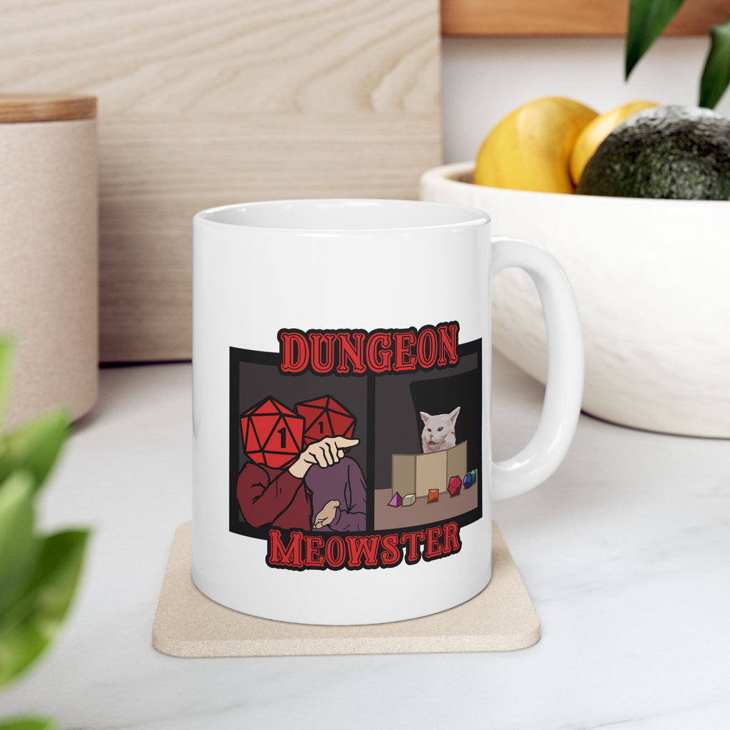 Dnd mug, Funny Critical Fail Yelling at Cat Meme. Dungeon Meowster for Cat Lover, Dungeon master rpg, tabletop 11/15 oz coffee mug