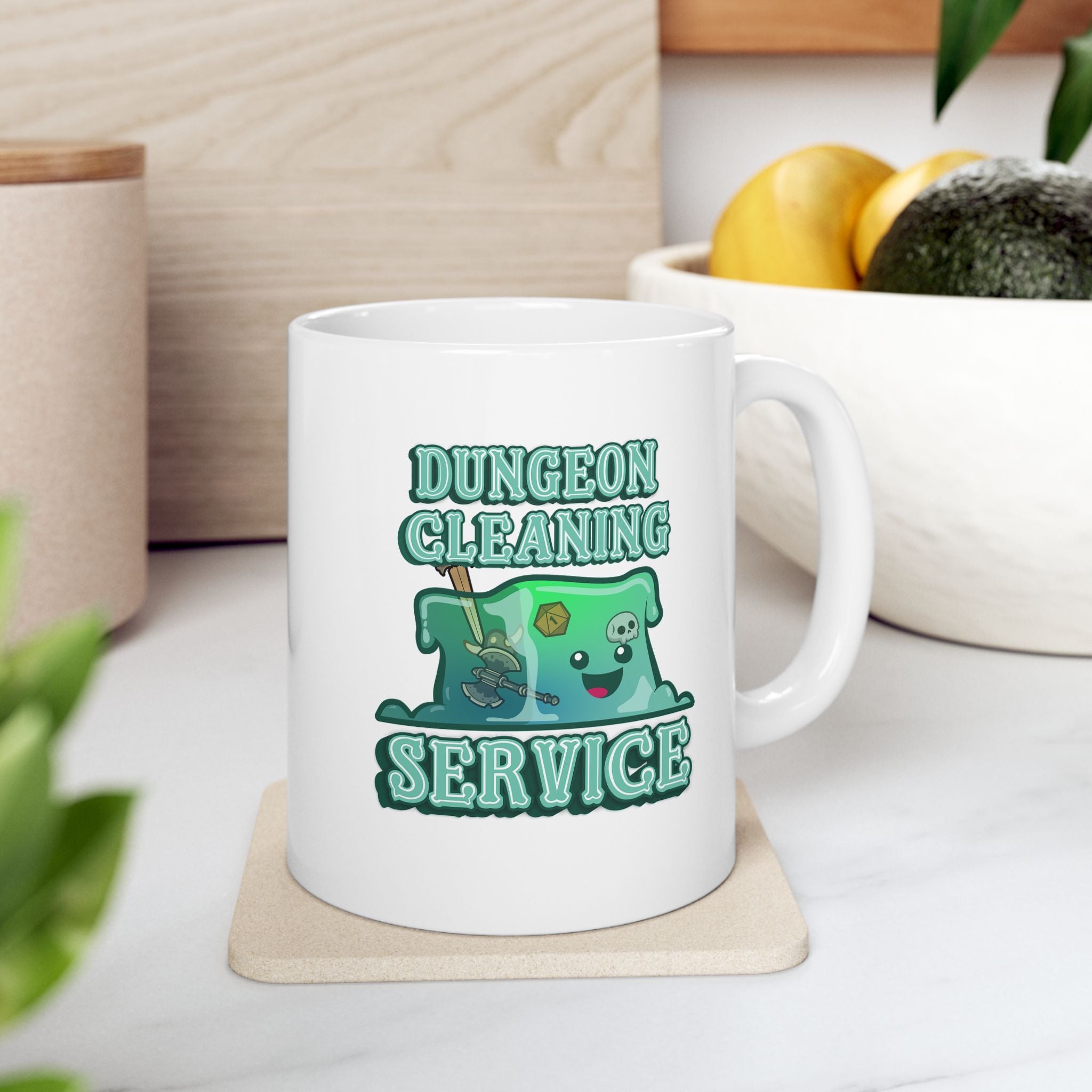 Cute Gelatinous Cube Mug. Dungeon Cleaning Service Dnd Mug. Role playing rpg Mug, funny dungeon dragon Mug.