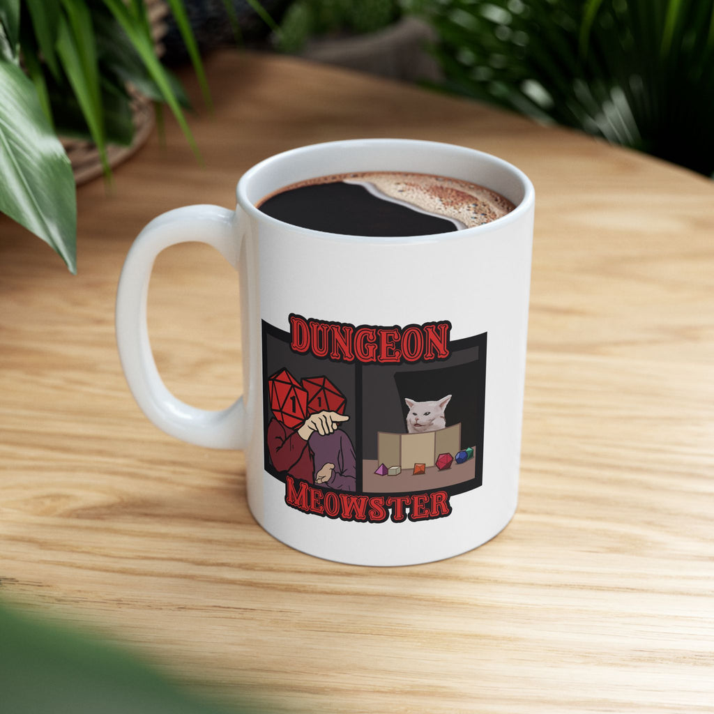 Dnd mug, Funny Critical Fail Yelling at Cat Meme. Dungeon Meowster for Cat Lover, Dungeon master rpg, tabletop 11/15 oz coffee mug