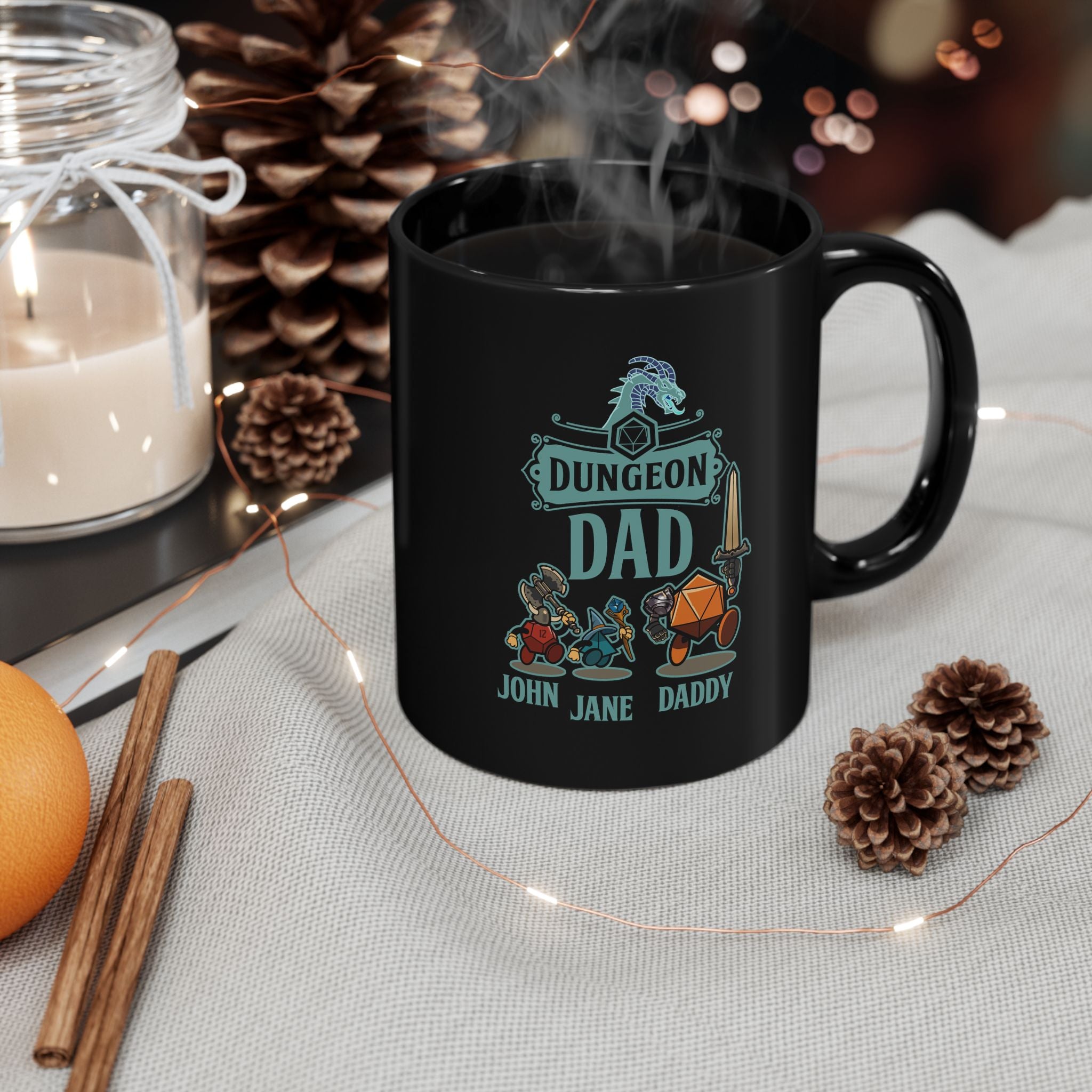 Custom DnD mug. Dungeon Dad, daddy. For Father, Dungeon dragons, Personalize with your name and your kids. Select classes. 11/15 coffee mug