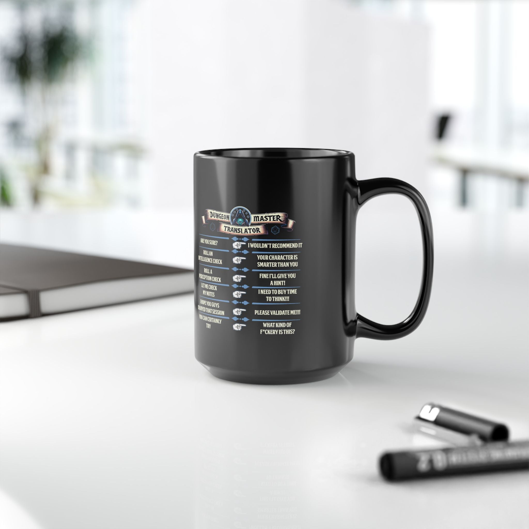 Dungeon Master funny mug. Dnd Mug, Dm translator, RPG game Mug, tabletop games mug. Role playing mug
