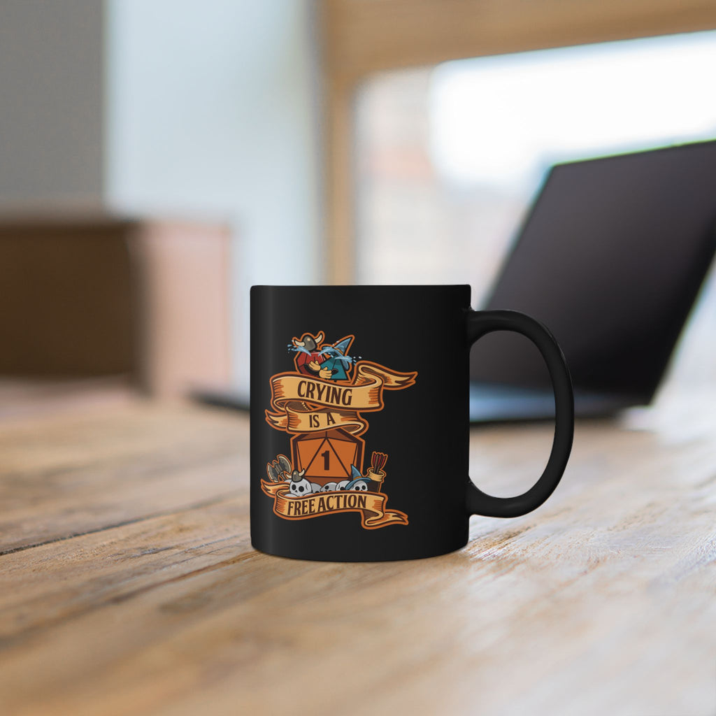 Dnd mug, Crying is a Free action mug. Funny dungeon master gift, role playing RPG mug. 11/15 oz coffee mug.