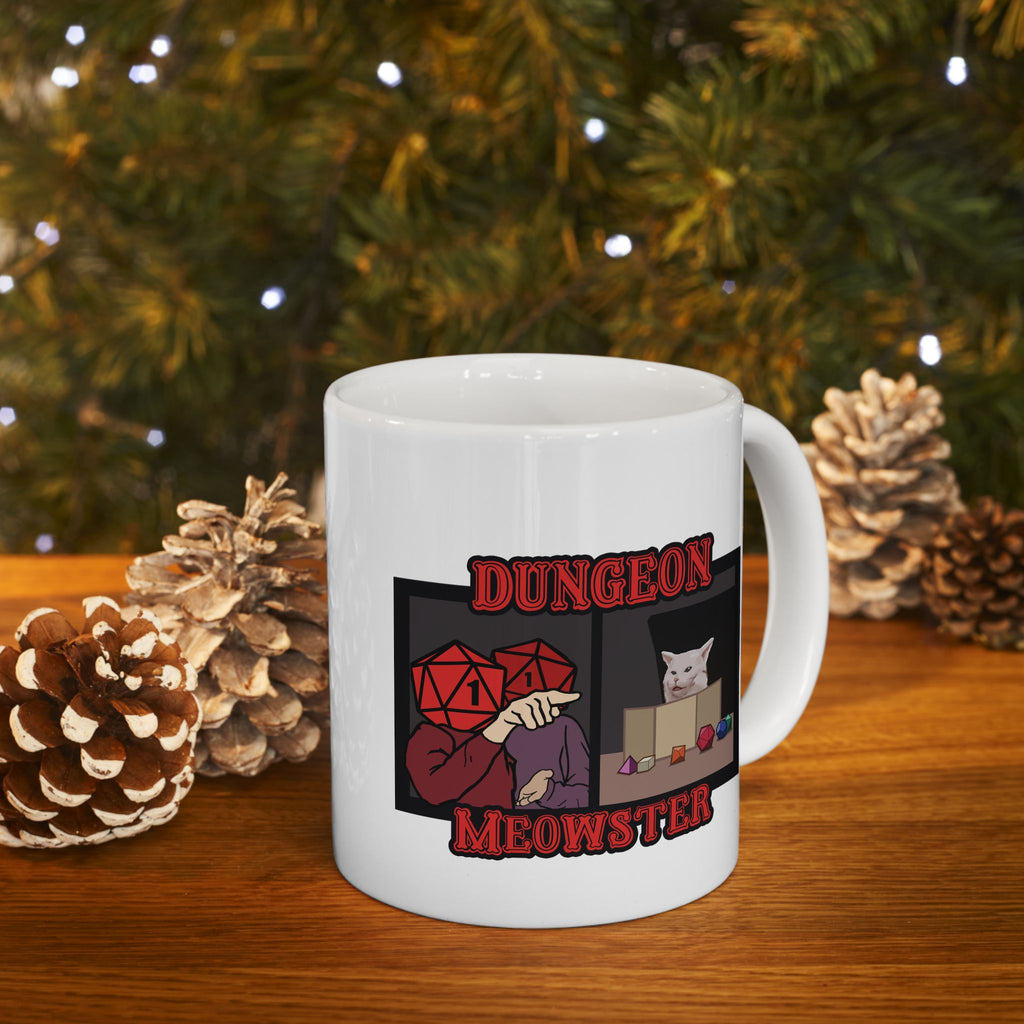Dnd mug, Funny Critical Fail Yelling at Cat Meme. Dungeon Meowster for Cat Lover, Dungeon master rpg, tabletop 11/15 oz coffee mug