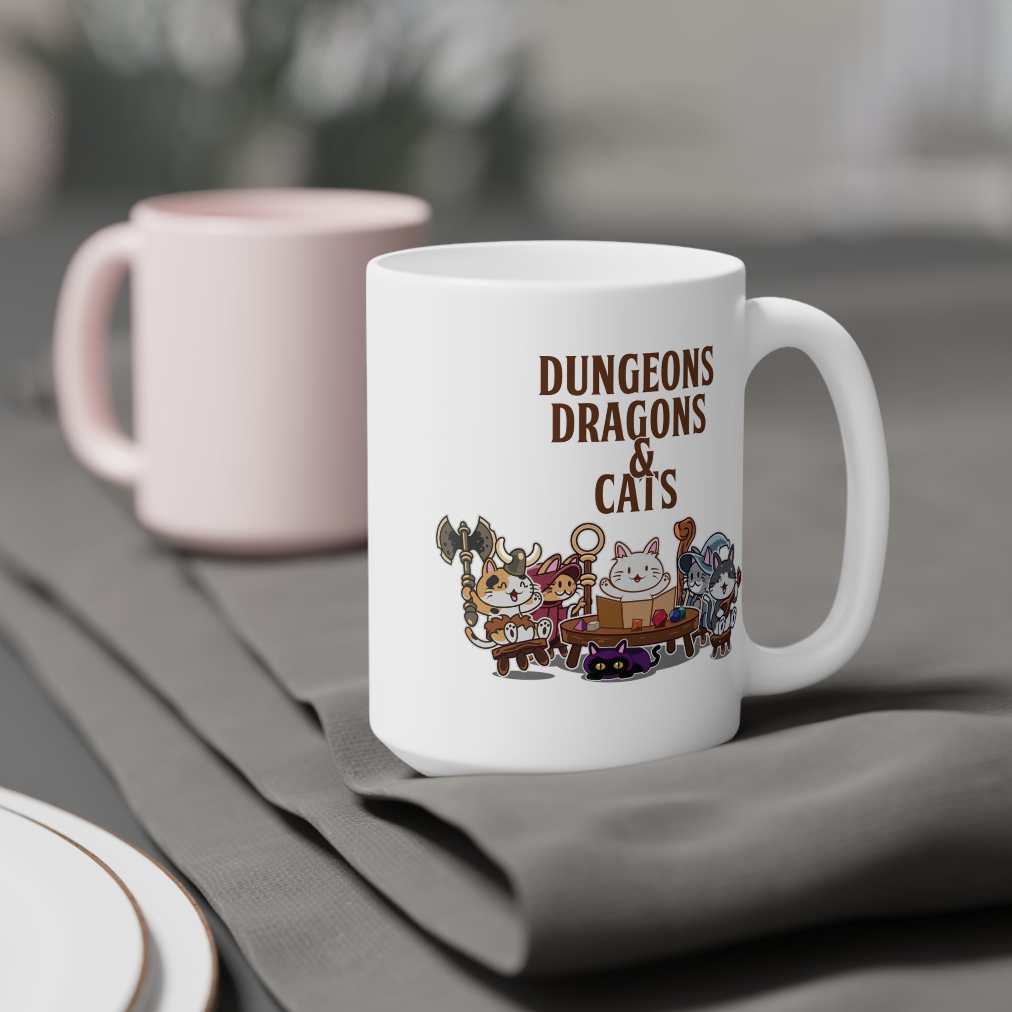 Dnd Shirt, Dungeons and Bunnies, cute rabbit roleplaying, tabletop RPG Ceramic Mugs (11oz\15oz)