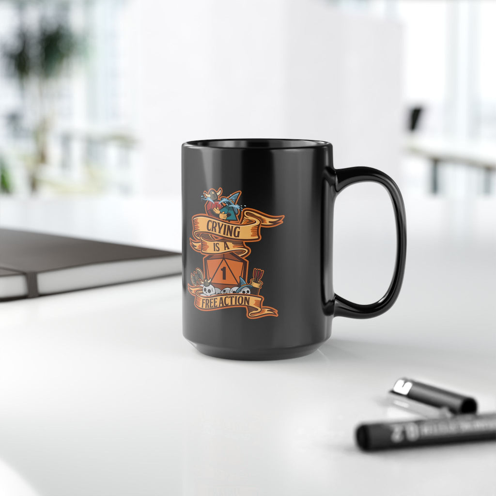 Dnd mug, Crying is a Free action mug. Funny dungeon master gift, role playing RPG mug. 11/15 oz coffee mug.