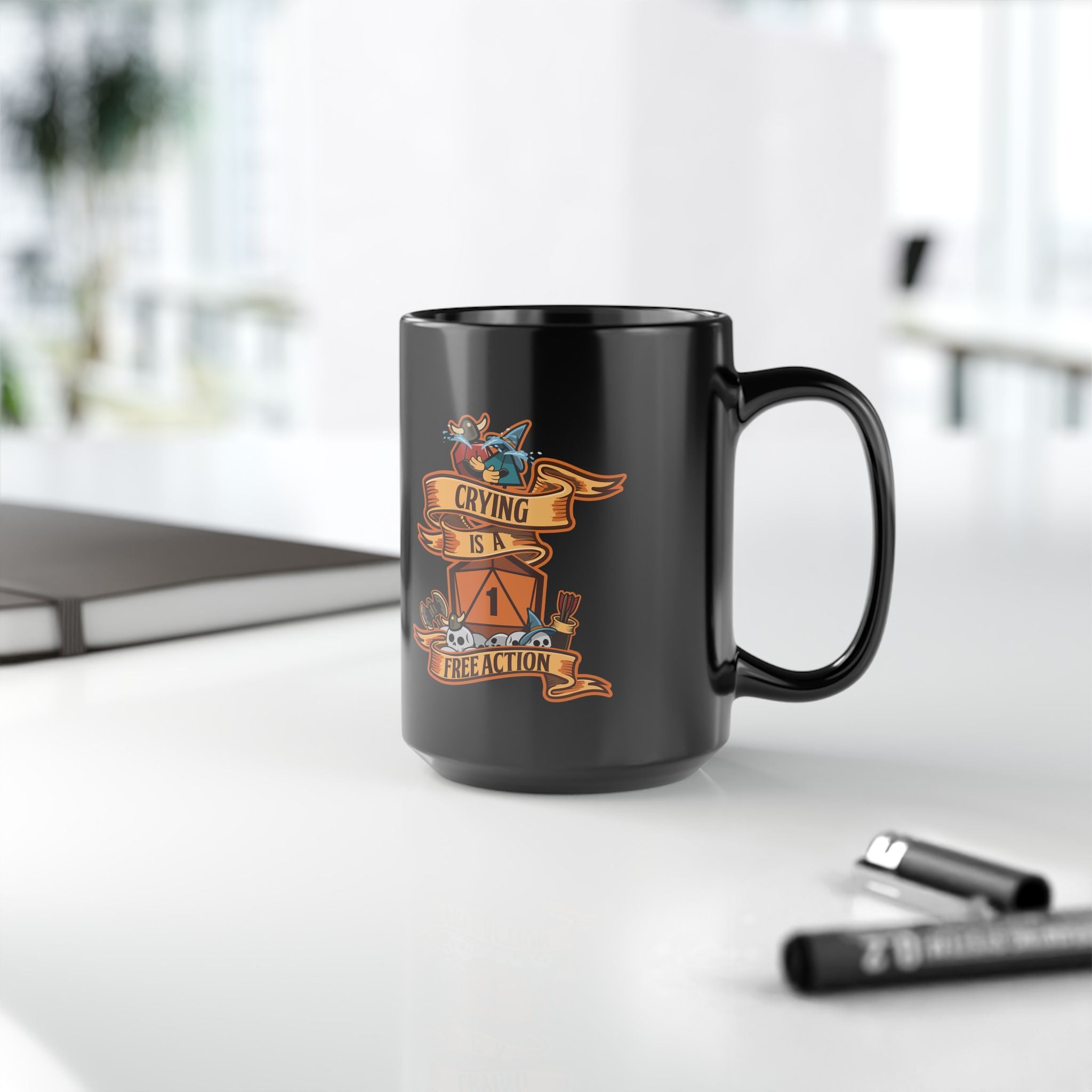 Dnd mug, Crying is a Free action mug. Funny dungeon master gift, role playing RPG mug. 11/15 oz coffee mug.