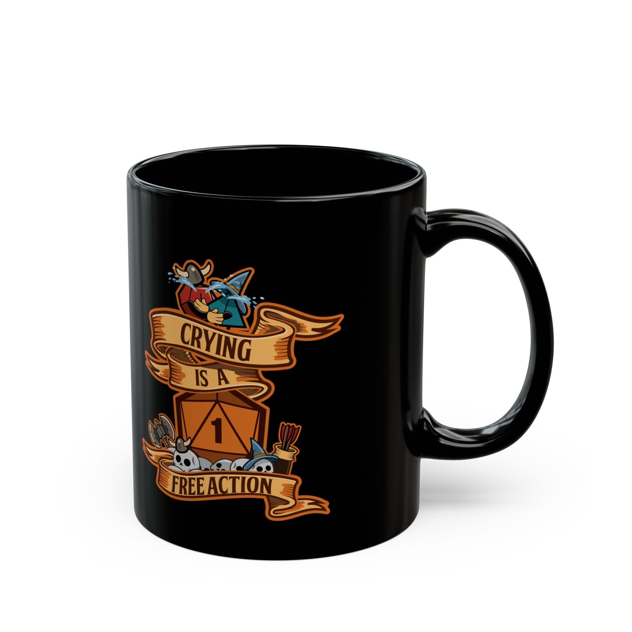 Dnd mug, Crying is a Free action mug. Funny dungeon master gift, role playing RPG mug. 11/15 oz coffee mug.