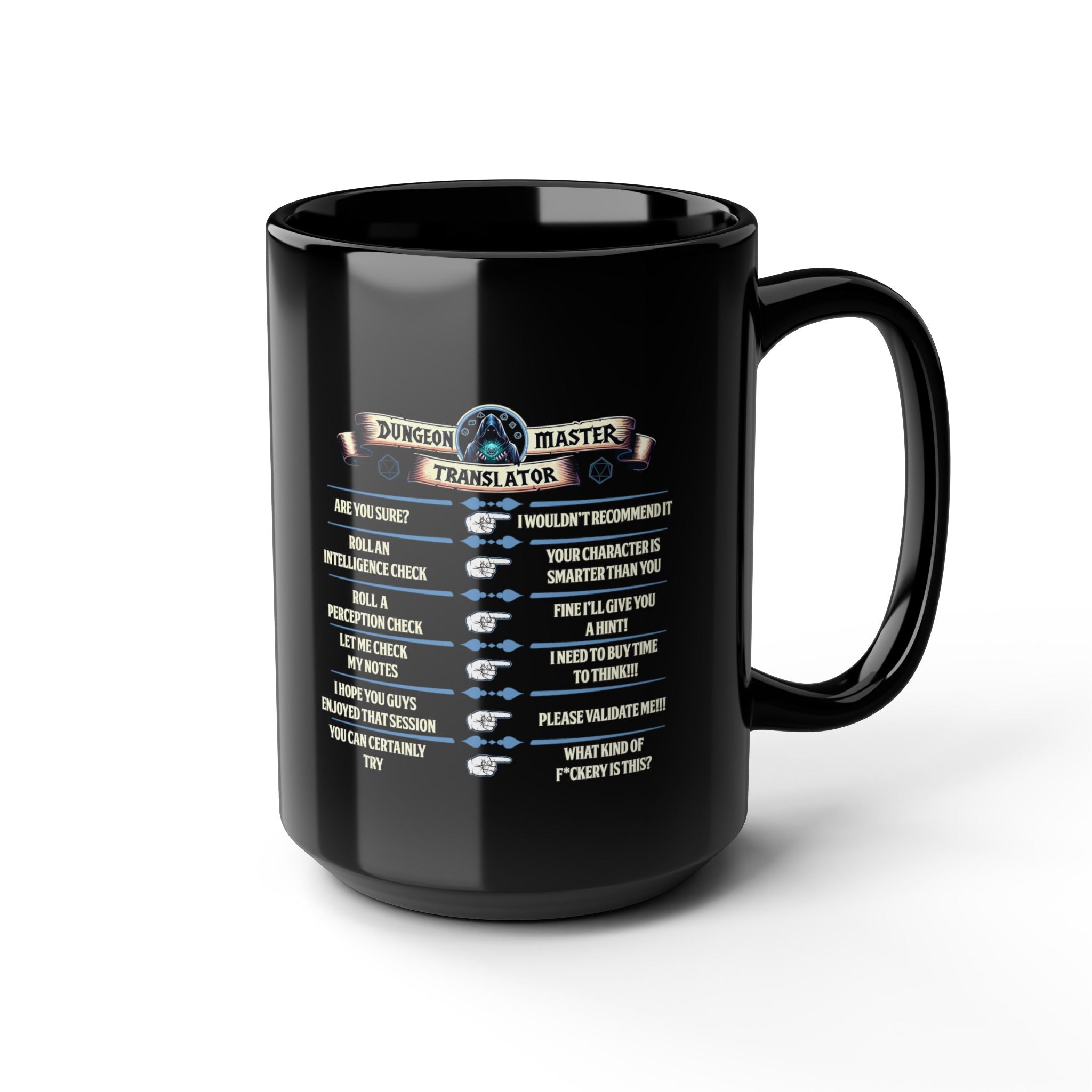 Dungeon Master funny mug. Dnd Mug, Dm translator, RPG game Mug, tabletop games mug. Role playing mug