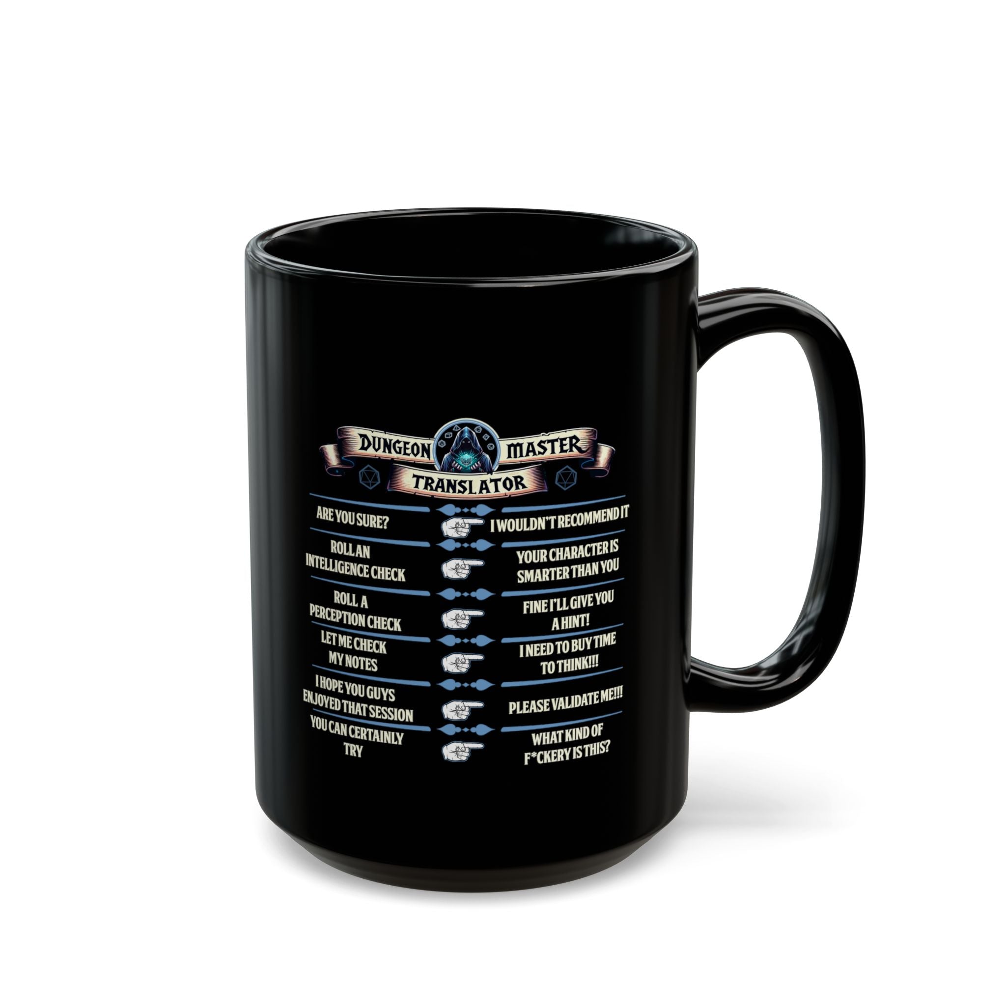 Dungeon Master funny mug. Dnd Mug, Dm translator, RPG game Mug, tabletop games mug. Role playing mug