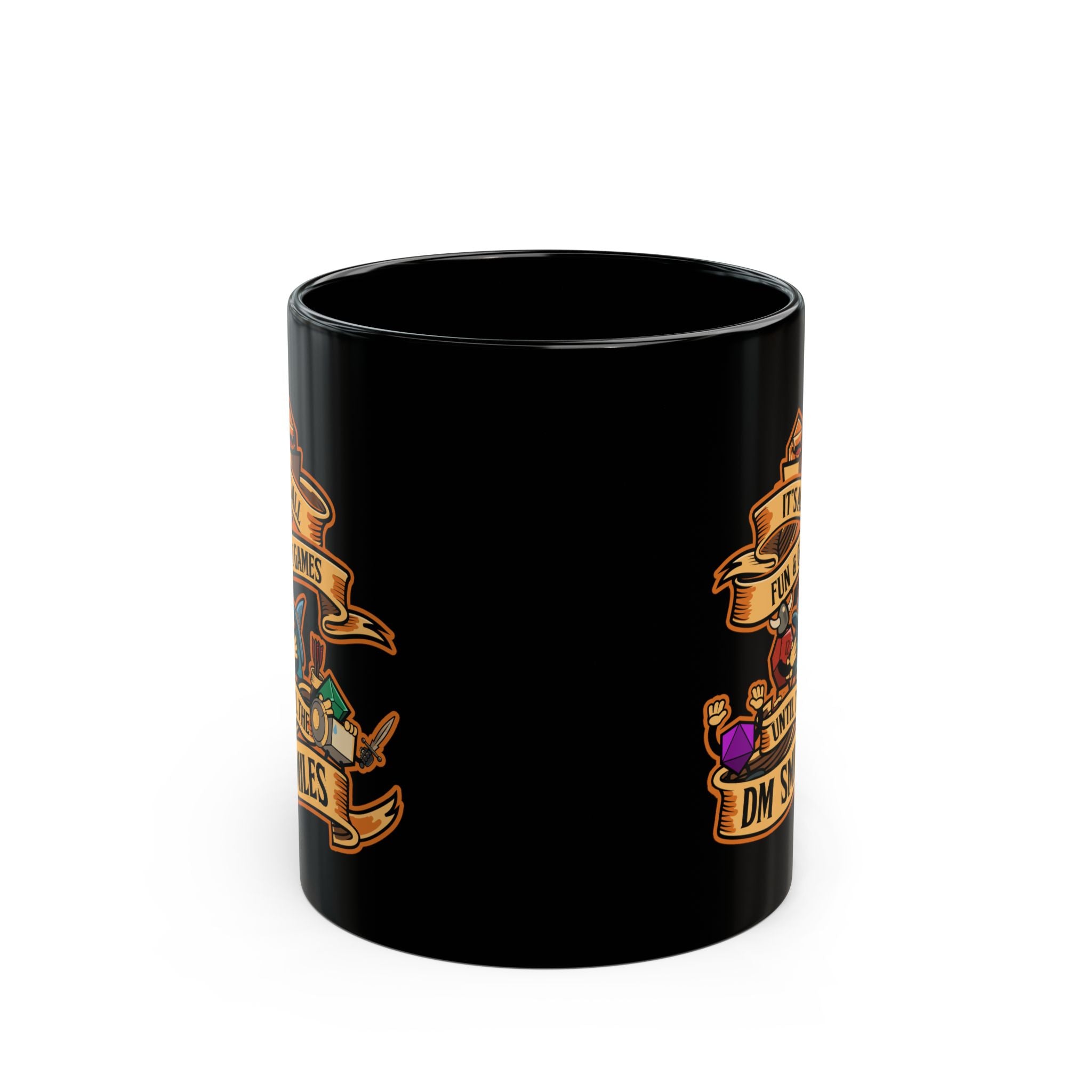 Dungeon master mug. Dnd mug. It's all Fun and Games Until the Dm smiles. D20 dice. 11/15 oz Coffee mug
