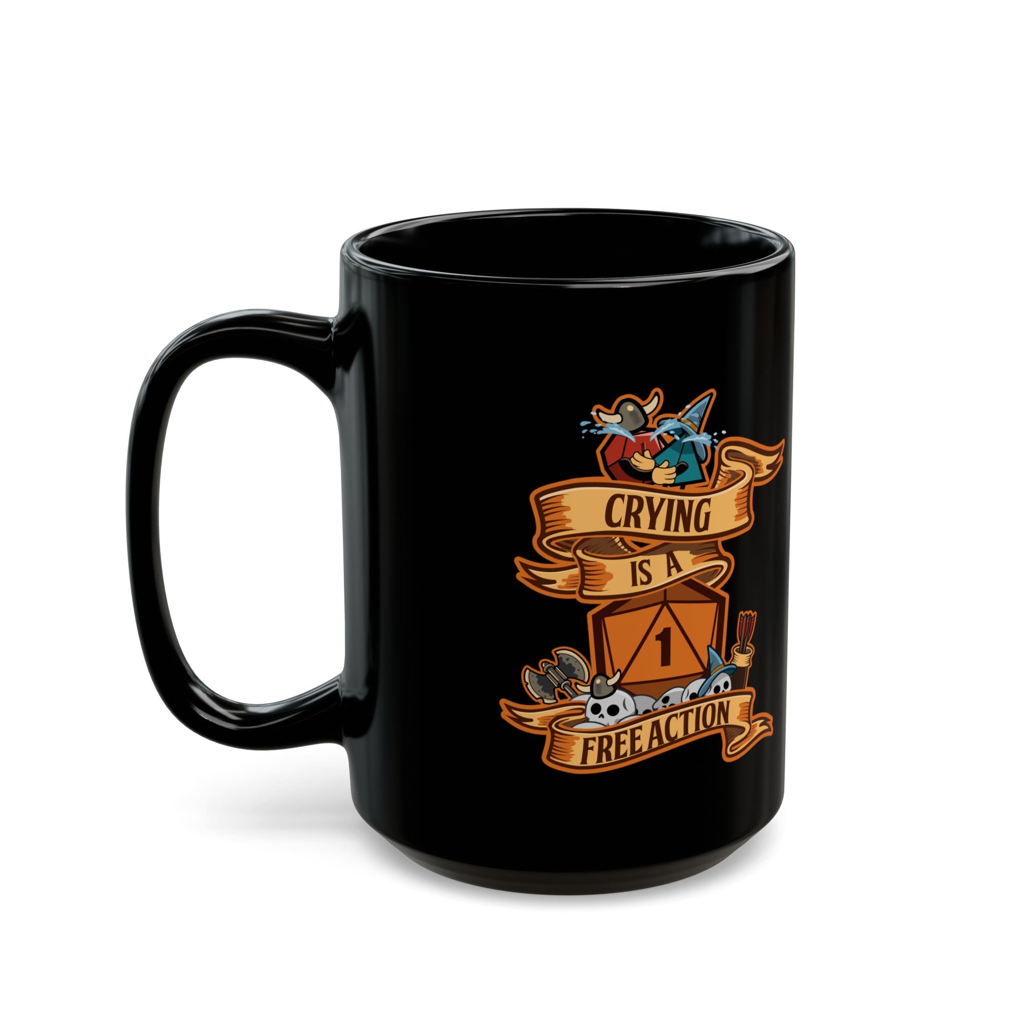 Dnd mug, Crying is a Free action mug. Funny dungeon master gift, role playing RPG mug. 11/15 oz coffee mug.